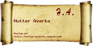 Hutter Avarka névjegykártya